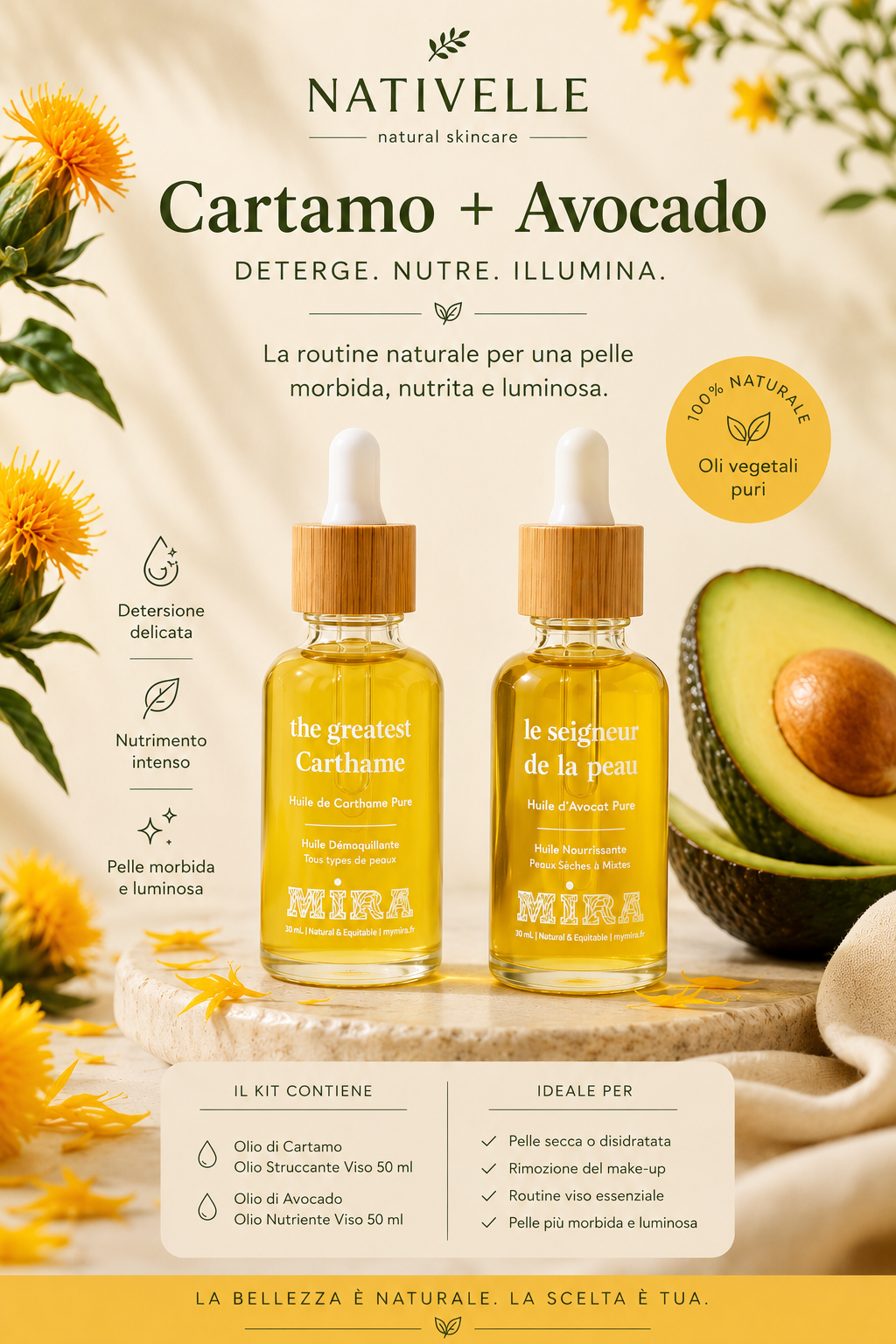 Trattamento Viso - Olio di Cartamo e Olio di Moringa